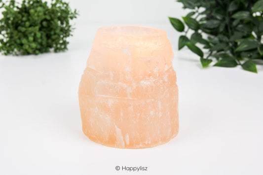 Tea Light Holder - Selenite - Orange - With Light